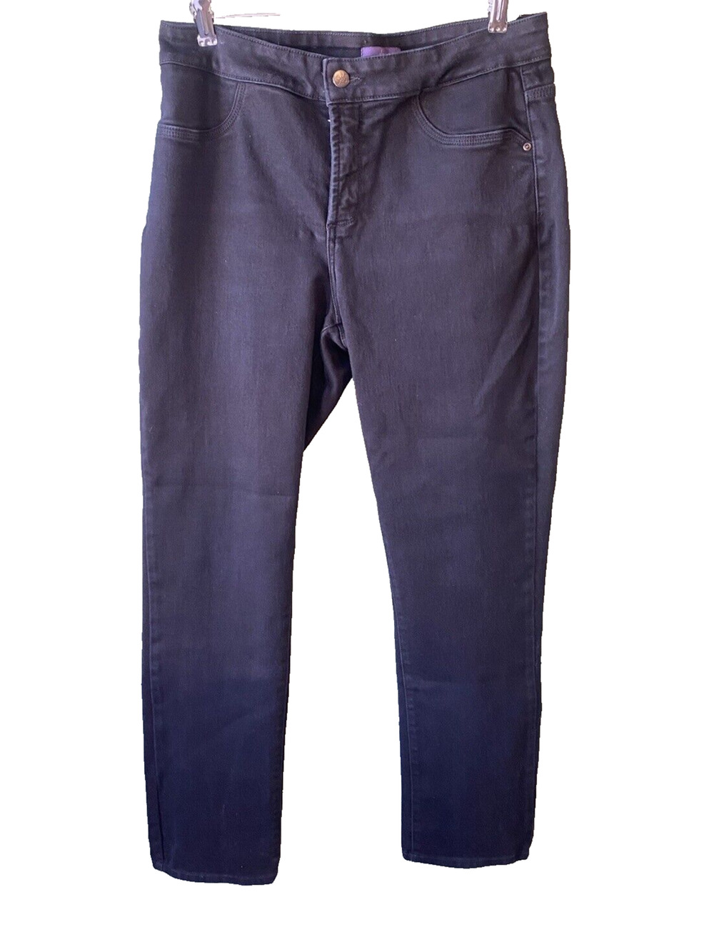 NYDJ Jeans Womens 8 Straight Leg Stretch Casual Minimalist Black Denim Pants